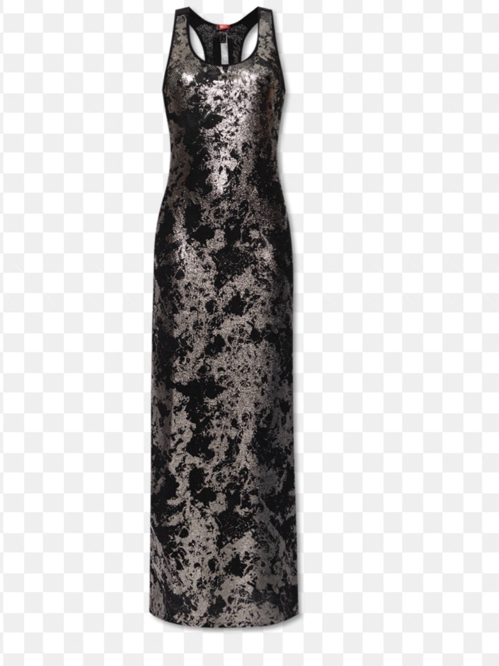 NWT DIESEL X SAVAGE X FENTY Sleeveless Black and Silver Metallic Maxi Dress